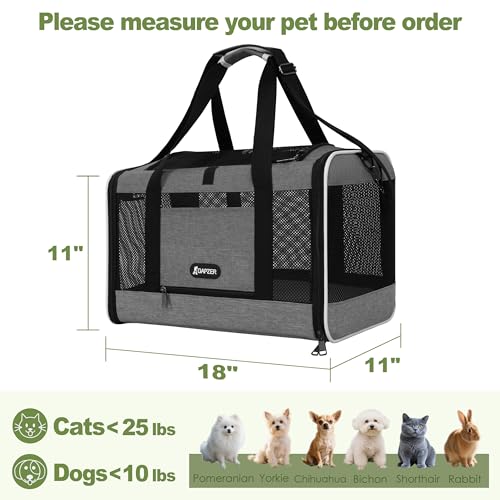 GAPZER Cat Carrier 18x11x11 Top Load Soft Pet Travel Bag Over 15 lbs, Collapsible Small Dog Puppy Crate 10 Pounds, Small A...