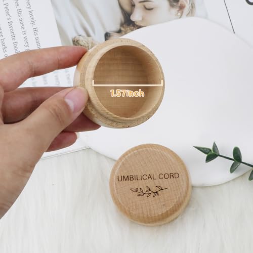 Thootyriaf Modern Wooden Baby Umbilical Cord Memorial Box (Umbilical Cord Box) - Newborn, Christening - 2" x 2" x 1.4" - S...
