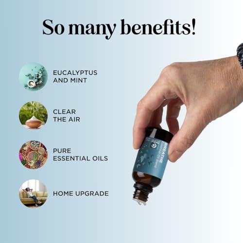 Breathe Essential Oil for Diffuser - Invigorating and Refreshing Breathe Essential Oil Blend with Eucalyptus Peppermint Te...