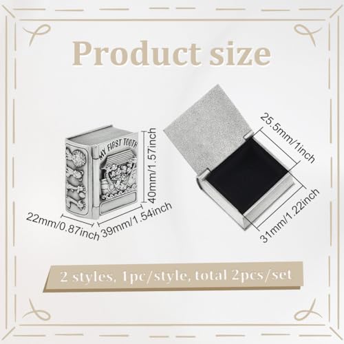 FINGERINSPIRE 2Pcs My First Curl and My First Tooth Keepsake Box Antique Silver Tooth Collection Organizer Holder My First...