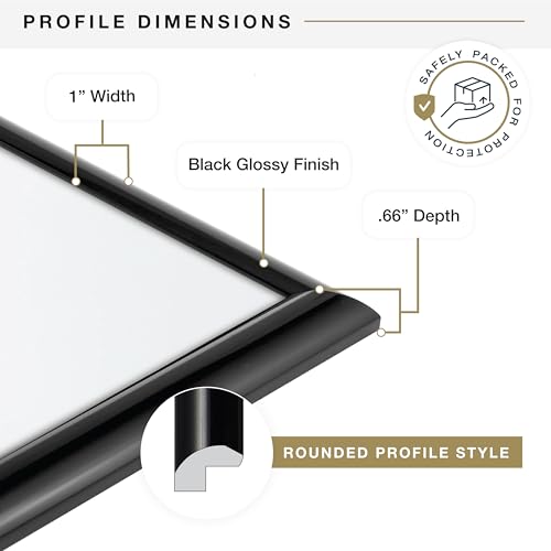 MCS Trendsetter 24x30 Poster Frame Black High-Gloss, Vertical & Horizontal Wall Hanging Large Picture Frame for Photos, Po...