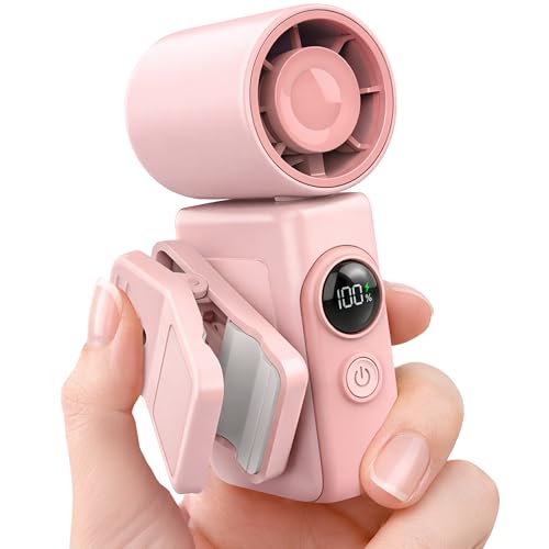Hotsales Clip-On Portable Fan, 13500 RPM Rechargeable Handheld Mini Fan with LED Display, 360° Rotating Detachable Clip, S...