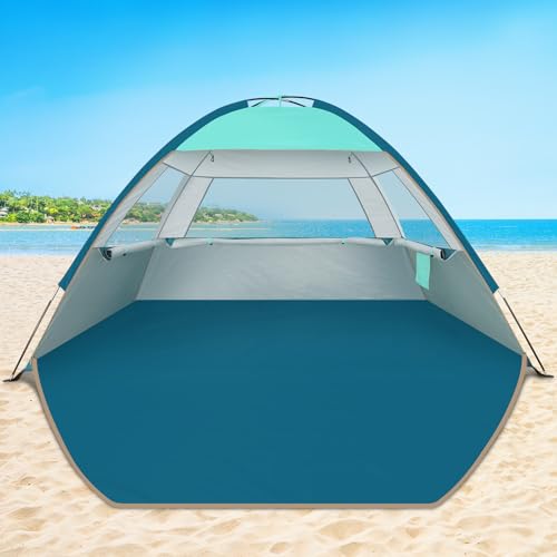 COMMOUDS Beach Tent Sun Shade for 3/4/6/8 Person, UPF 50+ Beach Sun Shelter Canopy Tent, Lightweight, Easy Set Up and Carry