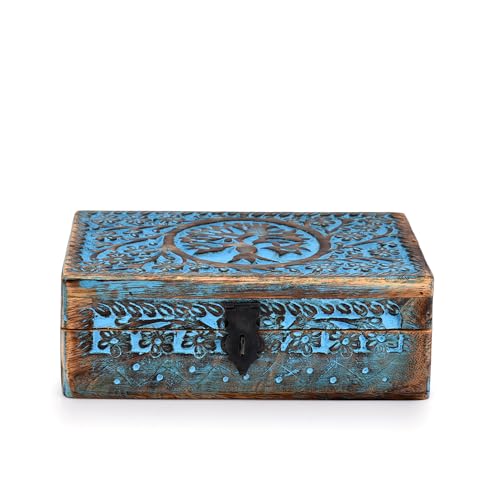 BHAVATU |Wooden Jewelry Box, Tarot Box, Celestial Home Decor, Witch Box, Tree of Life, Trinket Box |Size- 8" x 5" x 2.5",|...