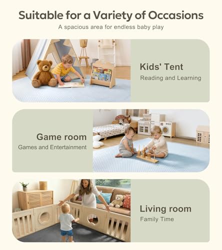 Mallify 1.3" Thick Baby Play Mat for Floor, 50''x50'' Cooling Mat with Dual Surface Removable Cover, Soft Velvet Playpen M...