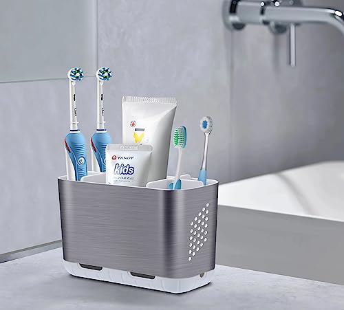 LAFARA Toothbrush Holders for Bathroom Organizer Countertop, Detachable Anti-Slip Large Electric Toothbrush Holders, Brush...