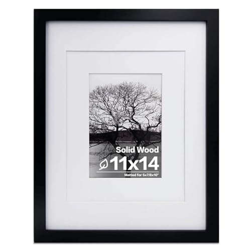 Egofine 11x14 Picture Frame Black - Photo Frame Made of Solid Wood Covered by Plexiglass for Table Top Display Pictures 5x...