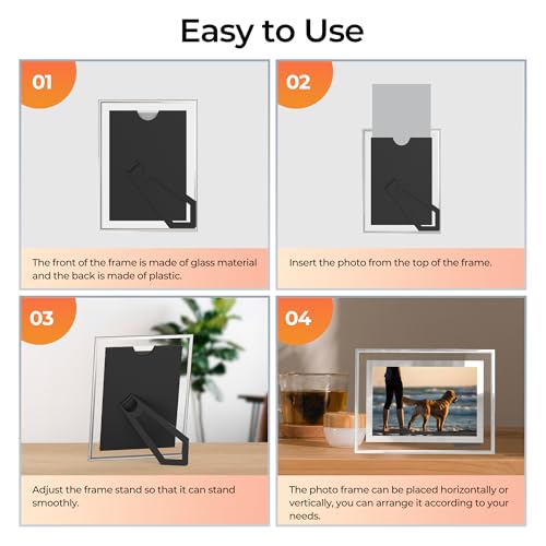 ECBEITF 4x6 Picture Frames Set of 2, Desktop Clear Glass Photo Frame Horizontal or Vertical Display for Landscape, Portrai...