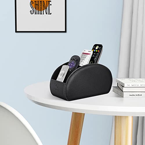 Fintie Remote Control Holder, 5 Compartments Vegan Leather TV Remoter Caddy Desktop Organizer Makeup Brush Holder Storage ...