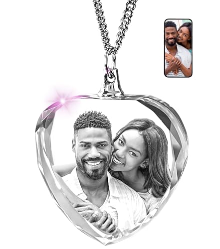 ArtPix 3D Crystal Photo, Personalized Necklace Gift, Custom Mothers Day Gifts for Mom, Women, Wife