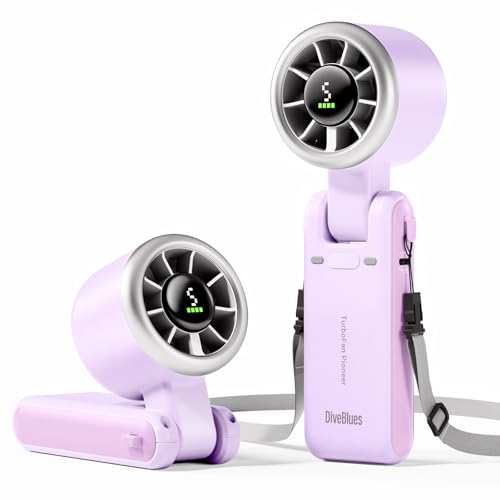 Diveblues Portable Handheld Turbo Fan, 5 Gear Wind, Battery Operated, Up to 12 Working Hours, 3 IN 1 Hand Fan with Air Tur...