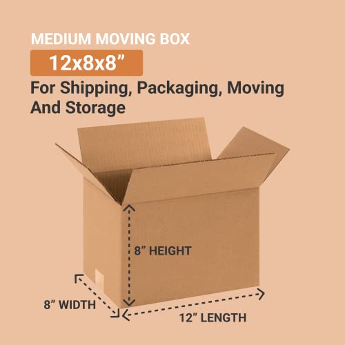 AVIDITI 12 x 8 x 8 Corrugated Cardboard Boxes, Small 12"L x 8"W x 8"H, Pack of 25 | Shipping, Packaging, Moving, Storage B...