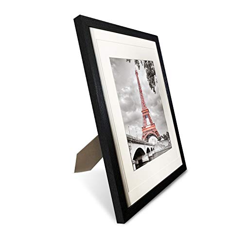 Luxdart 12x16 frames with Mat to Display 11x14 Picture or 8.5x11 photo 12 x 16 Black Solid Wood Picture Frame Wall Art for...