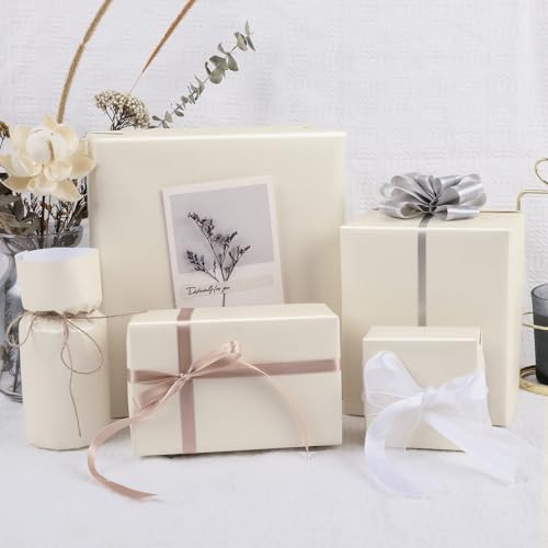 NESCCI Off White Matte Wrapping Paper,Solid Color Pearly-Lustre Paper,Gift Wrapping Paper,Perfect for Wedding,Valentine's ...