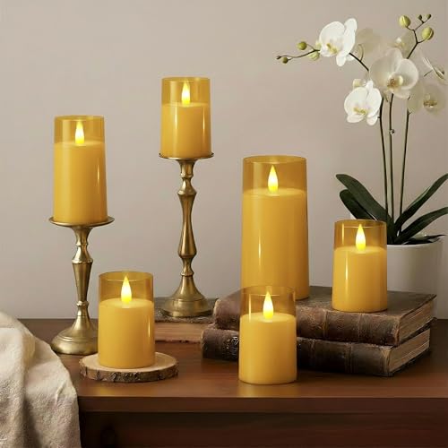 Raycare Flameless Electronic Pillar Candles with Remote Control and Timer- Battery Operated Realistic Flickering LED Fake ...