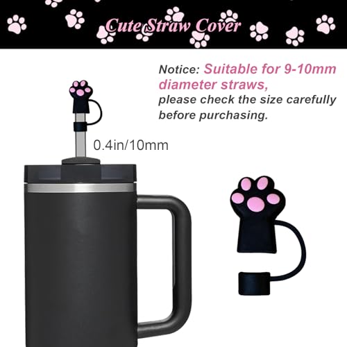 VirgoCCY 6PCS Cute Cat Stanley Cup Accessories Set for Stanley Cup 30oz 40oz, Includes Straw Topper, Siliocne Boot, Water ...