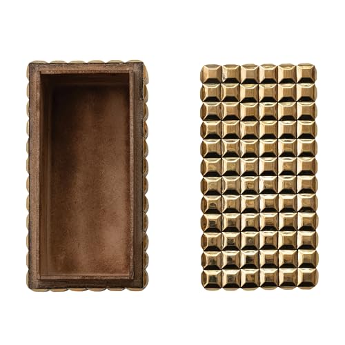 Bloomingville Reclaimed Wood Decorative Box with Brass Accents, Gold