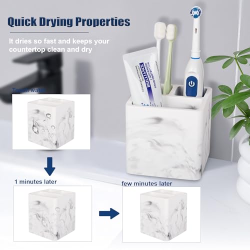 Diatomite Toothbrush Holders for Bathrooms, Electric Toothbrush and Toothpaste Holder 3 Slots Tooth Brush Organizer for Ba...