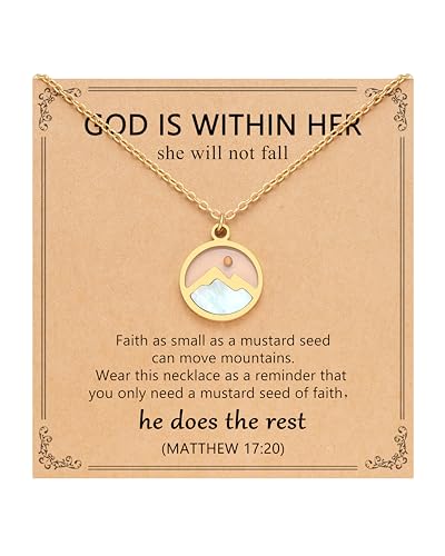 Eryuor Silver/Gold Moving Mountains Mustard Seed Faith Necklace, Inspirational Christian Gifts for Teen Girls & Women