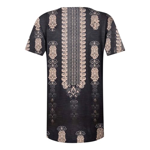 SMIDOW Summer Tops for Women 2026 Trendy Boho Floral Print Tunic Shirts Short Sleeve Button v Neck Tshirt Casual Loose Blouse