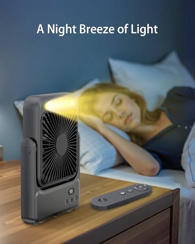 Magnetic Cruise Approved Fan with Night Light, 10000mAh Ultra-Slim Travel Fan, 4-Speed, Hook Design, Portable Fan for Crui...