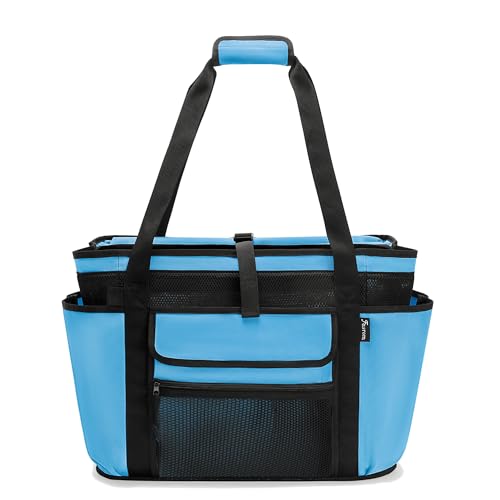 Fasrom XL Beach Tote Bag with Cooler Compartment, Large Mesh Beach Pool Bag with Wet & Dry Separation for Swim, Travel