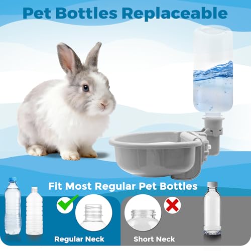 VANNON 16oz Pet Water Bottle, Gravity Dog Water Bowl Dispenser for Cage, Anti-Overflow Water Dispenser for Small Dogs, Cat...