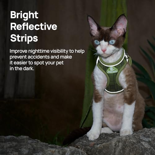 Cat Harness and Leash Set, Step-in Escape Proof Adjustable Vest Harness for Small Medium Large Cats, Lightweight Soft Brea...