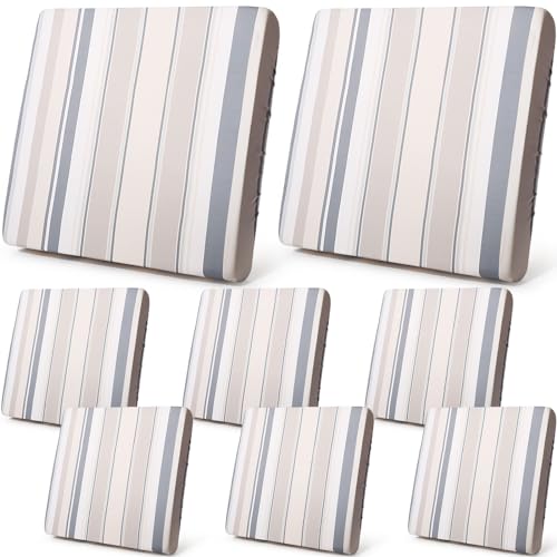 Newwiee 8 Pcs Patio Stretch Sofa Cushion Cover Outdoor Cushion Covers Replacement Patio Furniture Couch Slipcovers Chair S...