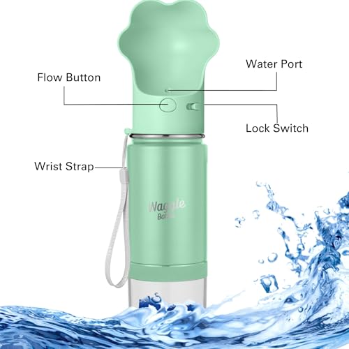 Waggle Bottle Stainless Steel Dog Travel Water Bottle, Vacuum Insulated Portable Dog Water Dispenser, Drink Cup and Snack ...