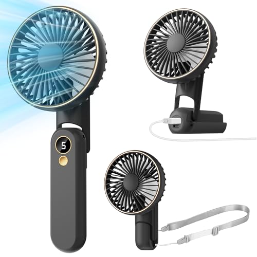 Dhenrio Portable Handheld Fan, [Up to 15 Working Hours] 180° Foldable Personal Fans, USB Rechargeable Mini Hand Fan for Tr...
