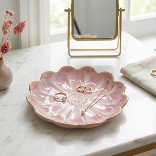 Room Decor Jewelry Ring Tray-Organizer Dish for Rings, Necklaces, and Accessories, Elegant Vanity Tray for Home