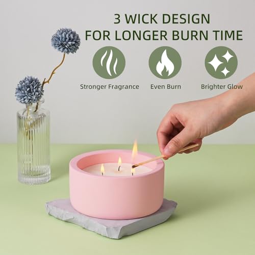 Viyffo 20oz Large Scented Candle - Rose & Jasmine, 3 Wick Pink Candles for Women Home Scented, Non Toxic Soy, Decorative C...