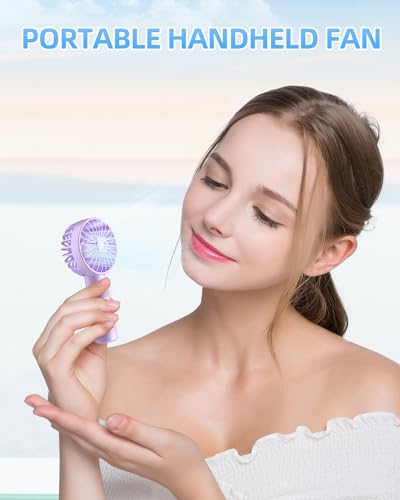 KIDEE Mini Portable Fan, Small Handheld Fan with 3 Speeds, Personal Hand Fans USB Rechargeable, Battery Operate for Outdoo...