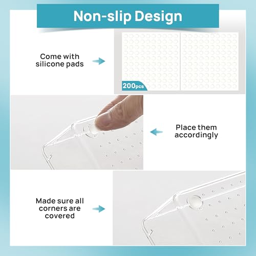 Vtopmart 44 PCS Clear Plastic Drawer Organizers Set, 4-Size Versatile Bathroom and Vanity Organizer Trays, Non-Slip Storag...