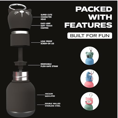 Mini Bestie Water Bottle Cute Collectible Character Bottle for All Ages Leakproof Stainless Steel, 6.7oz, BPA-Free with St...