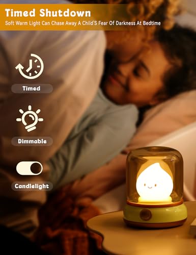 WANIDEA Cute Chibi Flame Lamp, Anime Cozy Lights, Retro Rechargeable Night Light, Decor, Cute Desk Accessories, Gifts.