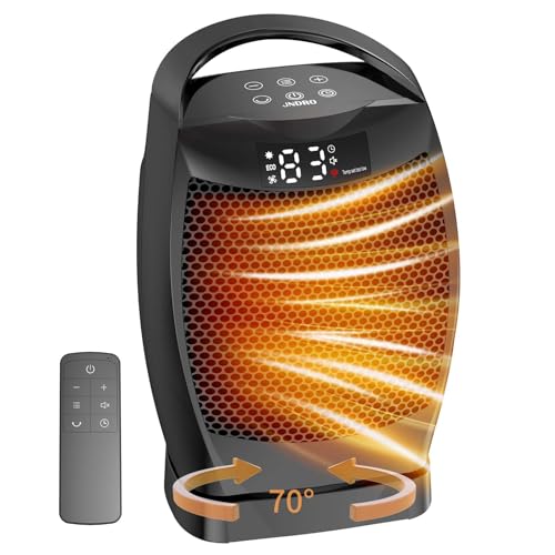 Portable Electric Heaters for Indoor Use - JNDRO 1500W PTC Ceramic Space Heater with Thermostat and Remote, Overheat and T...
