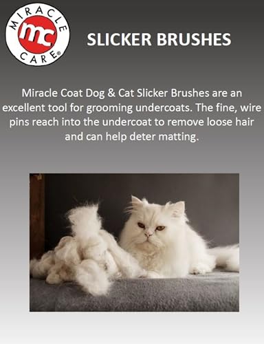 Miracle Care Slicker Brush for Cats, Pet Hair Brush for Shedding, Removes Loose Undercoat, Ergonomic Handle, Smaller Head ...