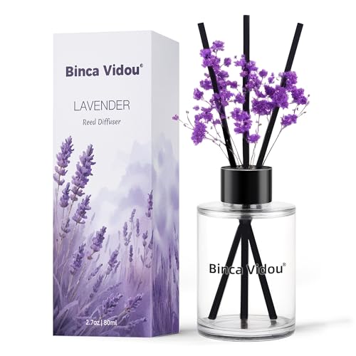 Reed Diffuser, Binca Vidou Lavender Reed Oil Diffusers Set for Office Decor Bedroom Living Room Aromatherapy for Gift Idea...