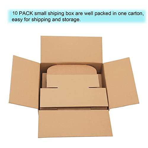 10 Pack Small Shipping Boxes 6x4x3'' Corrugated Small Cardboard Boxes for Shipping, Recyclable Packaging Boxes for Busines...