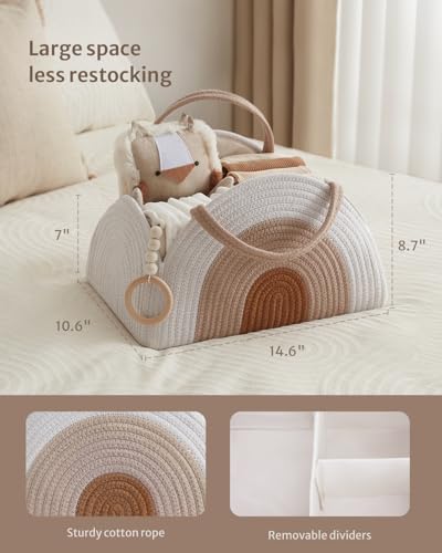 Blissful Diary Baby Diaper Caddy Organizer, Cotton Rope Diaper Caddy Basket, Large Storage Basket for Newborn Boys and Gir...