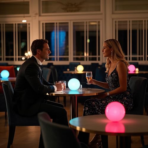 COPU LED Ball Light, 6-inch Glowing Orb Light, Rechargeable Globe Lamp, Dimmable Mood Lights W/Remote, Waterproof Ambient ...