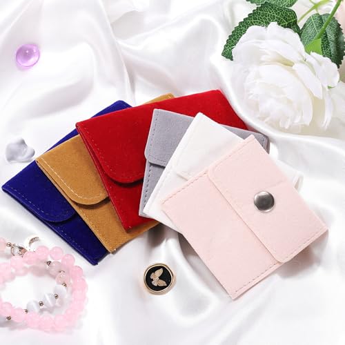 uxcell 6 Pcs Velvet Jewelry Pouches with Snap Button 2.8x2.8 Inch,Soft Jewelry Pouches Storage Bags Small Velvet Gift Bags...