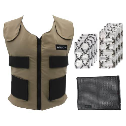 Glacier Tek Cool Vest Personal Cooling, 59 Degrees for 2.5 hours 8 Cool Packs, Recharge in 30 Minutes