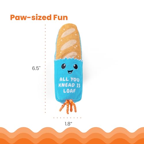 Catstages Loaf Kicker Toy with Catnip and Dental Mesh, Bread Shape, Plush and Ribbon Cat Toy for Kicking, Tossing, and Tee...