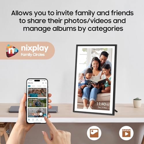 ApoloSign Digital Picture Frame Powered by Nixplay, 15.6" Large WiFi Digital Photo Frame, Easy to Share Photos/Videos via ...