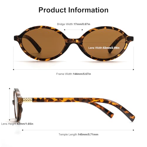 ViewJoy Retro Oval Sunglasses for Women Vintage 90s Y2K Trendy Designer Sun Glasses