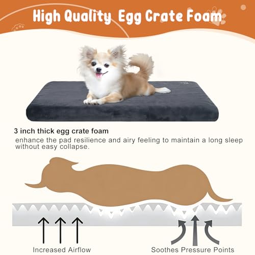 EMPSIGN Stylish Dog Bed Mat Dog Crate Pad Mattress Reversible (Cool & Warm), Water Proof Linings, Removable Machine Washab...
