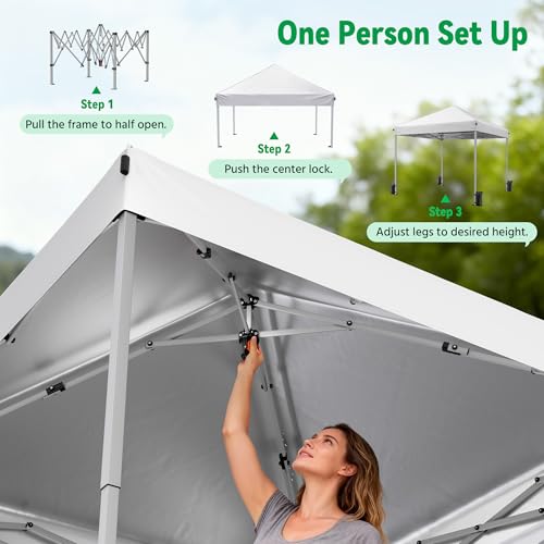 Driftalia 10x10 Pop Up Canopy Tent, Instant Setup Portable Canopy with Carry Bag, 4 Sandbags and 8 Stakes for Outdoor Even...
